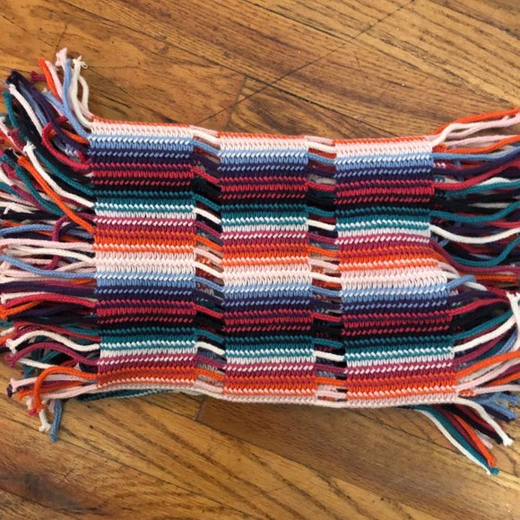 Multi-colored Striped Infinity Scarf with Tassels - Echo - Picture 5 of 5